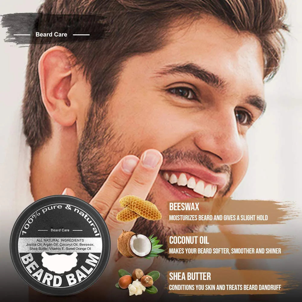 Gift Beard Kit for Men Grooming & Care ,Microneedle Roller, Beard Oil,Beard Balm Leave-in Conditioner,Beard Comb, Beard Care Kit