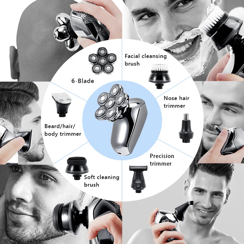 Rechargeable Powerful Beard Hair Electric Shaver For Men Body Trimmer Facial Grooming Kit Electric Razor Balde Shaving Machine