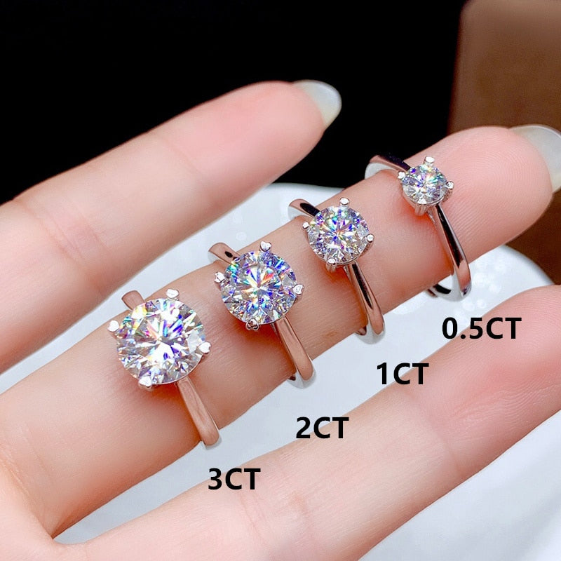 Moissanite Ring 0.5CT 1CT 2CT 3CT VVS Lab Diamond Fine Jewelry for Women Wedding Party Anniversary Gift Real 925 Sterling Silver - mybesthealthandwellness