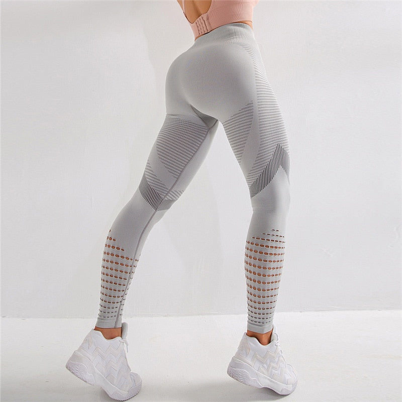 Seamless Yoga Pants Women Leggings High Waist Workout Running Sportwear Push Up Gym Trousers Hollow Fitness Trainning Leggings - mybesthealthandwellness