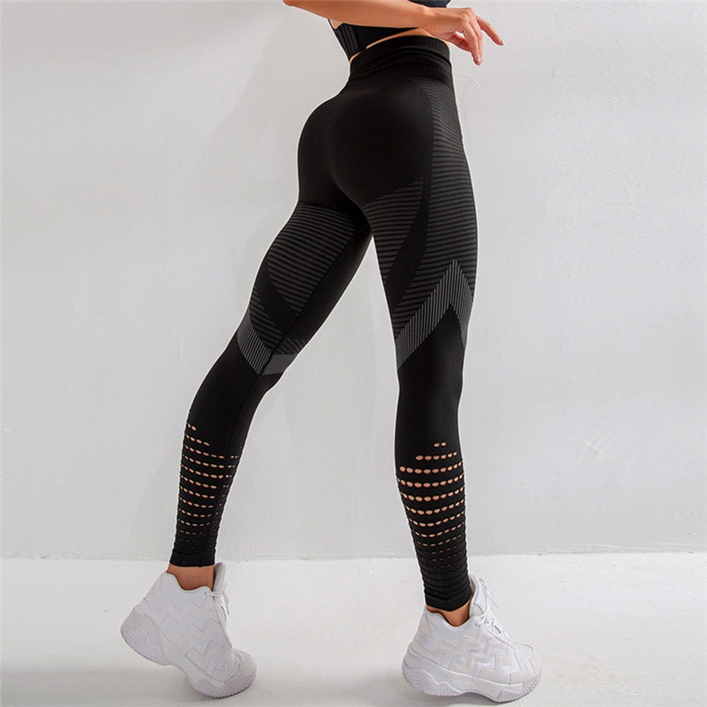 Seamless Yoga Pants Women Leggings High Waist Workout Running Sportwear Push Up Gym Trousers Hollow Fitness Trainning Leggings - mybesthealthandwellness
