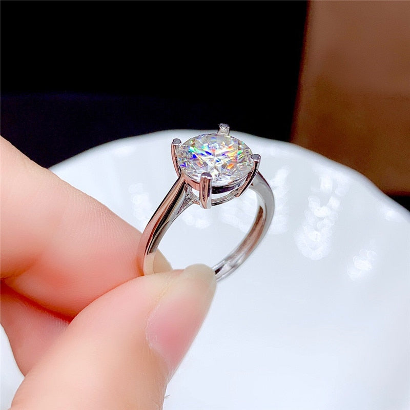 Moissanite Ring 0.5CT 1CT 2CT 3CT VVS Lab Diamond Fine Jewelry for Women Wedding Party Anniversary Gift Real 925 Sterling Silver - mybesthealthandwellness