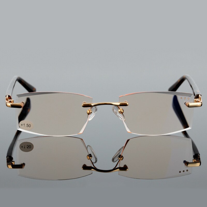 QIFENG Reading Glasses Men Women Diamond Cutting Rimless Diopter Presbyopic Female Male Eyeglasses +1.0+1.5+2.0+2.5+3.0 QF291 - mybesthealthandwellness