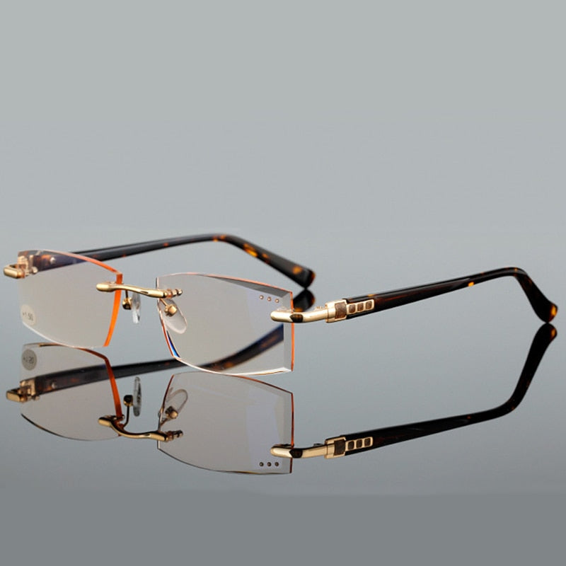 QIFENG Reading Glasses Men Women Diamond Cutting Rimless Diopter Presbyopic Female Male Eyeglasses +1.0+1.5+2.0+2.5+3.0 QF291 - mybesthealthandwellness