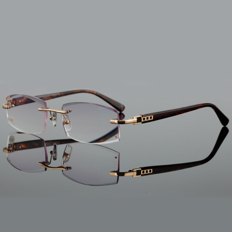 QIFENG Reading Glasses Men Women Diamond Cutting Rimless Diopter Presbyopic Female Male Eyeglasses +1.0+1.5+2.0+2.5+3.0 QF291 - mybesthealthandwellness