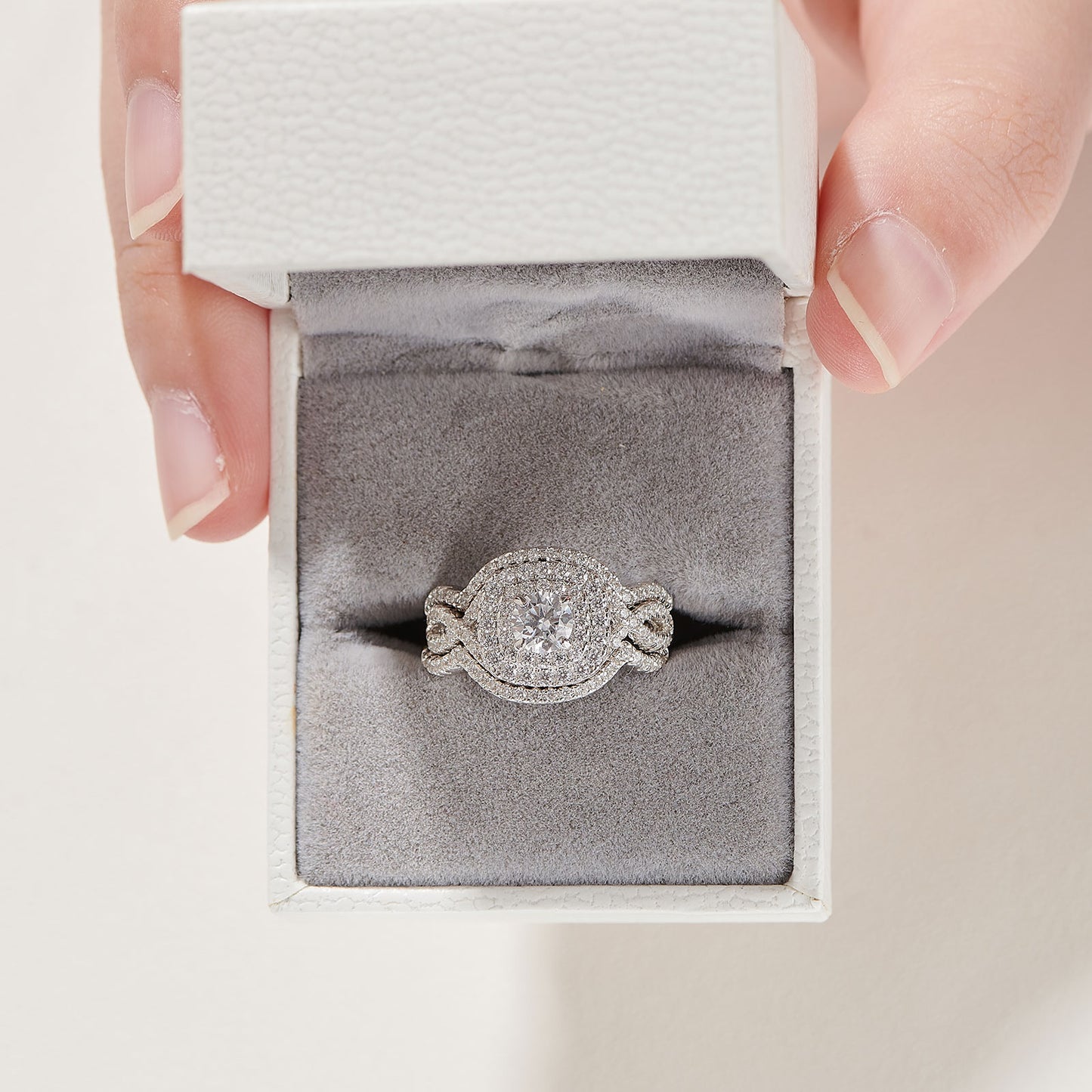 Newshe 3Pcs 925 Sterling Silver Wedding Rings Set for Women CZ Simulated Diamond Bridal Engagement Ring Luxury Jewelry - mybesthealthandwellness
