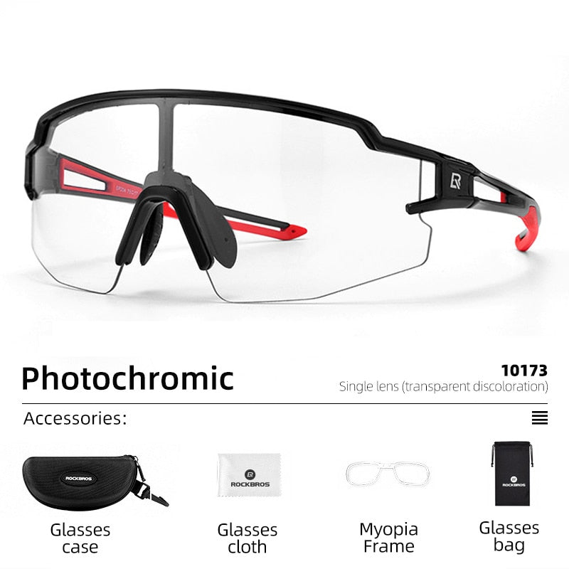 ROCKBROS Photochromic Cycling Glasses Bike Bicycle Glasses Sports Men's Sunglasses MTB Road Cycling Eyewear Protection Goggles - mybesthealthandwellness