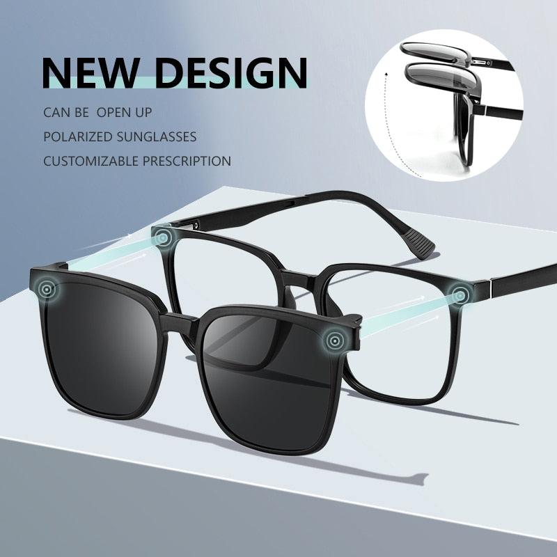 VKYEE Magnetic Clip on Optical Myopia Glasses For Men Polarized Sunglasses Night Vision Prescription Reading Glasses TJ2190 - mybesthealthandwellness