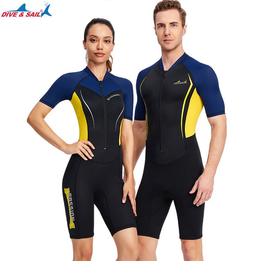 DIVE & SAIL Adult Mens Womens Diving Suit 1.5mm Shorty Wetsuit Neoprene Diving Suit For Snorkeling Swimming Surfing Canoeing - mybesthealthandwellness