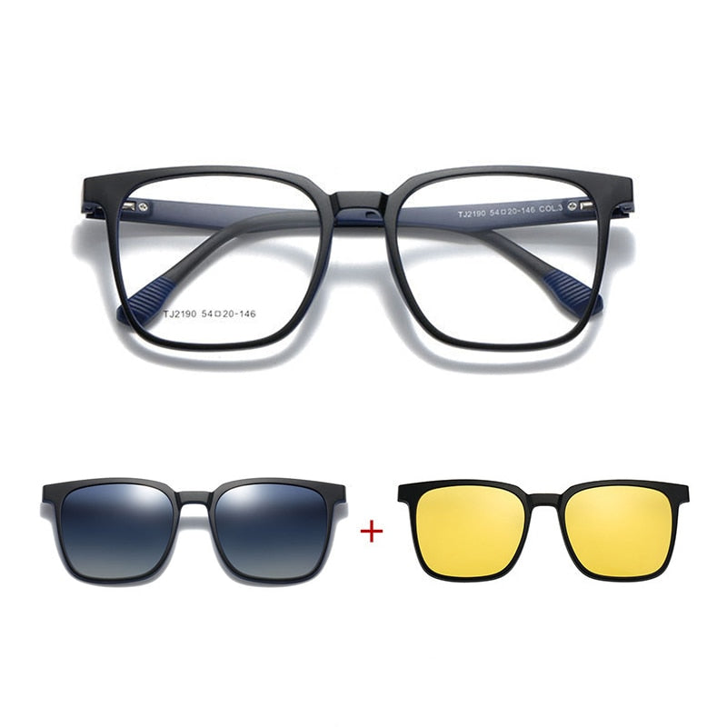 VKYEE Magnetic Clip on Optical Myopia Glasses For Men Polarized Sunglasses Night Vision Prescription Reading Glasses TJ2190 - mybesthealthandwellness