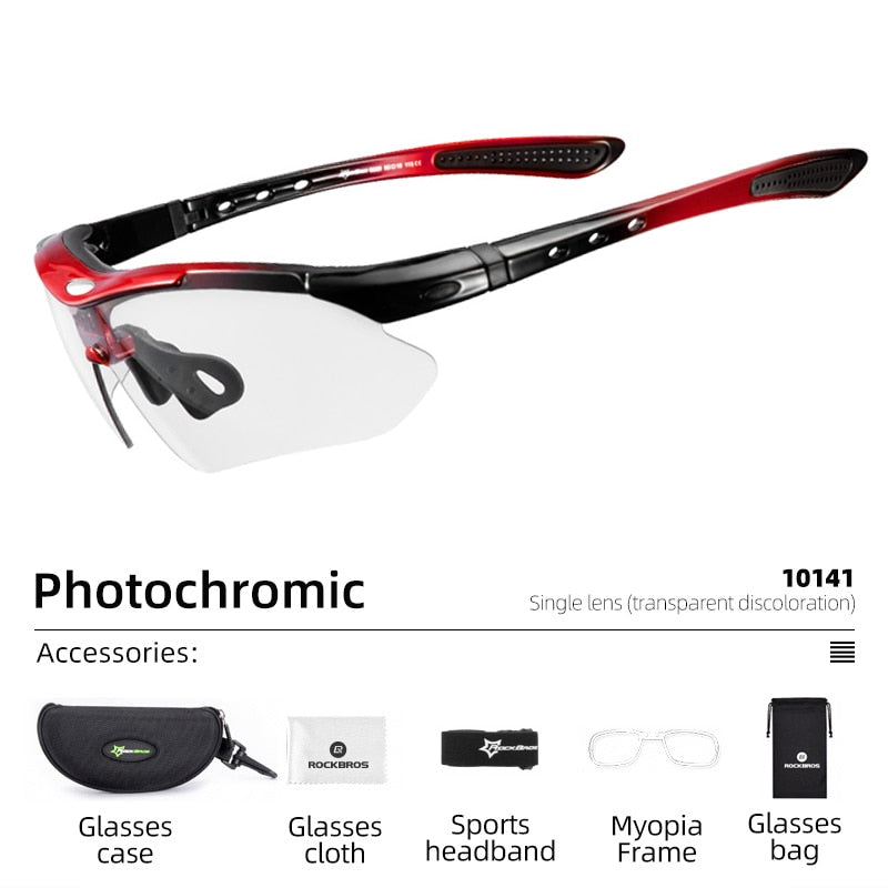 ROCKBROS Photochromic Cycling Glasses Bike Bicycle Glasses Sports Men's Sunglasses MTB Road Cycling Eyewear Protection Goggles - mybesthealthandwellness