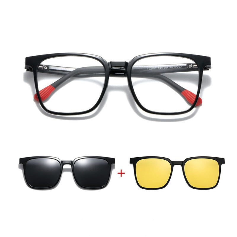 VKYEE Magnetic Clip on Optical Myopia Glasses For Men Polarized Sunglasses Night Vision Prescription Reading Glasses TJ2190 - mybesthealthandwellness