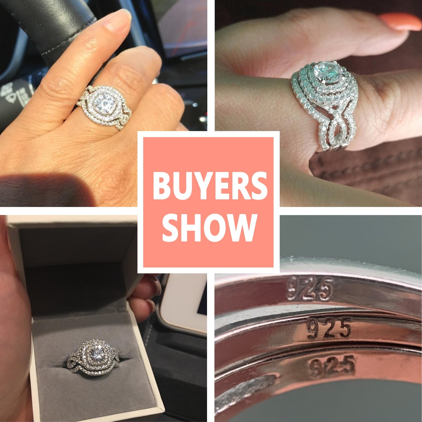 Newshe 3Pcs 925 Sterling Silver Wedding Rings Set for Women CZ Simulated Diamond Bridal Engagement Ring Luxury Jewelry - mybesthealthandwellness