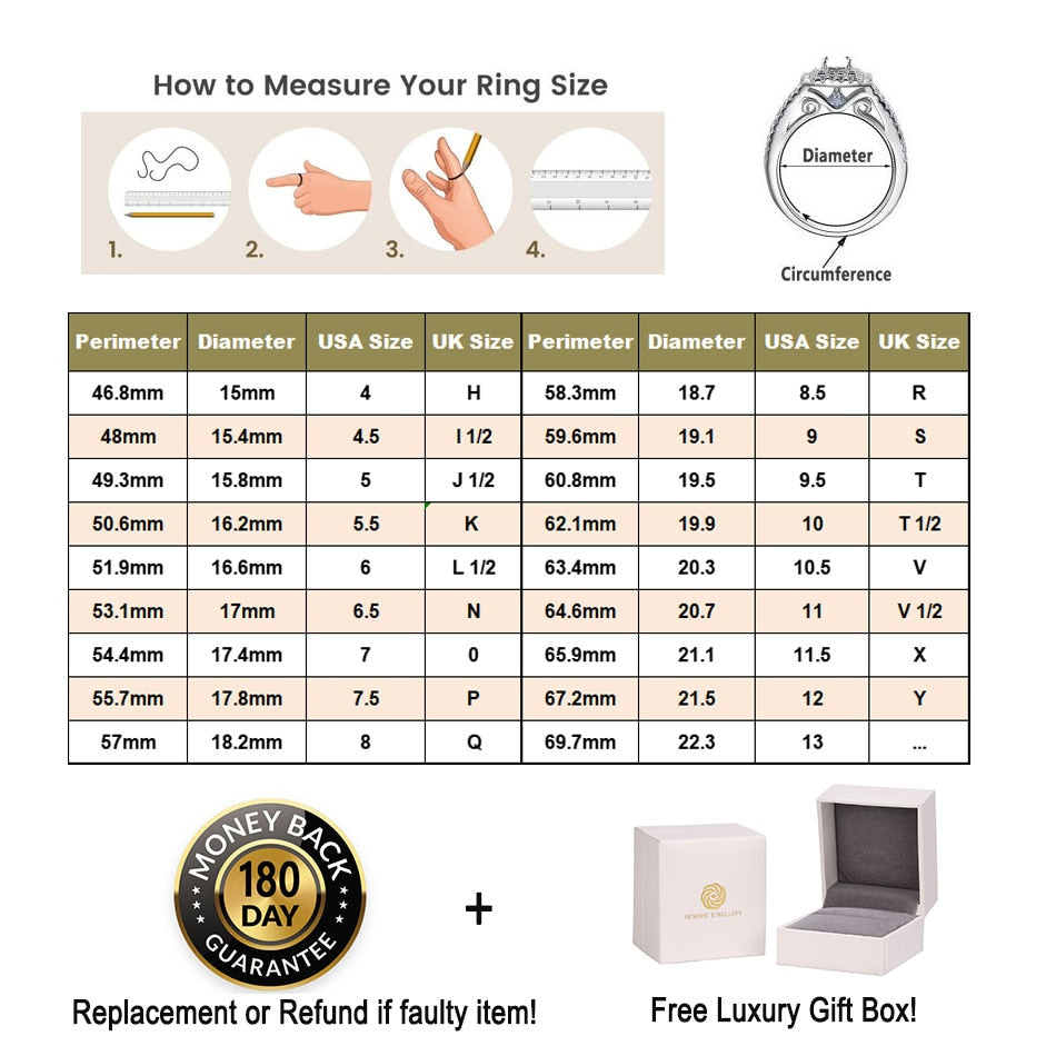 Newshe 3Pcs 925 Sterling Silver Wedding Rings Set for Women CZ Simulated Diamond Bridal Engagement Ring Luxury Jewelry - mybesthealthandwellness