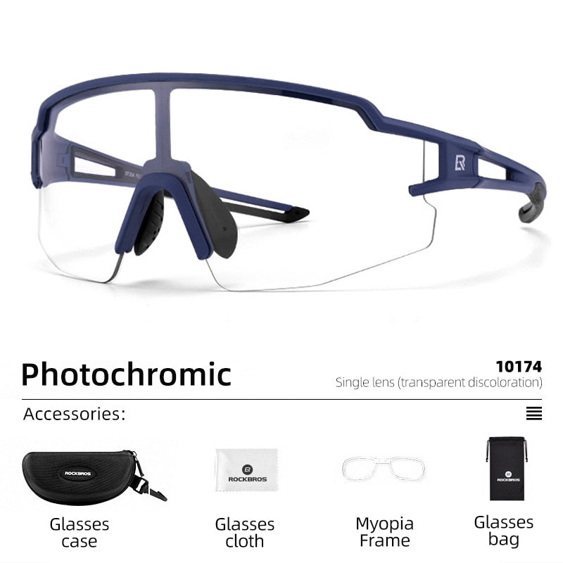ROCKBROS Photochromic Cycling Glasses Bike Bicycle Glasses Sports Men's Sunglasses MTB Road Cycling Eyewear Protection Goggles - mybesthealthandwellness