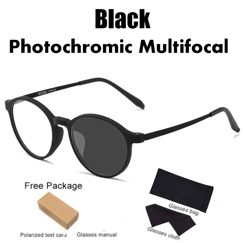 Transitional Photochromic Multifocal TR90 Round frame reading glasses men's progressive anti-blue Women's Ultra-light Glasses - mybesthealthandwellness