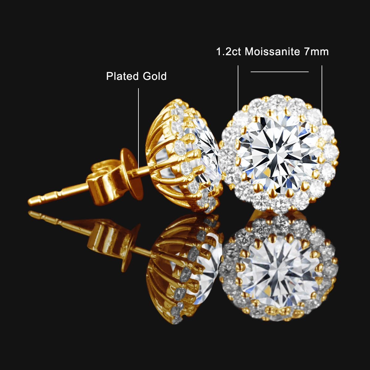 100% 925 Sterling Silver 1.2ct D Color VVS1 Moissanite Stud Earrings For Women Top Quality Sparkling Wedding Jewelry - mybesthealthandwellness