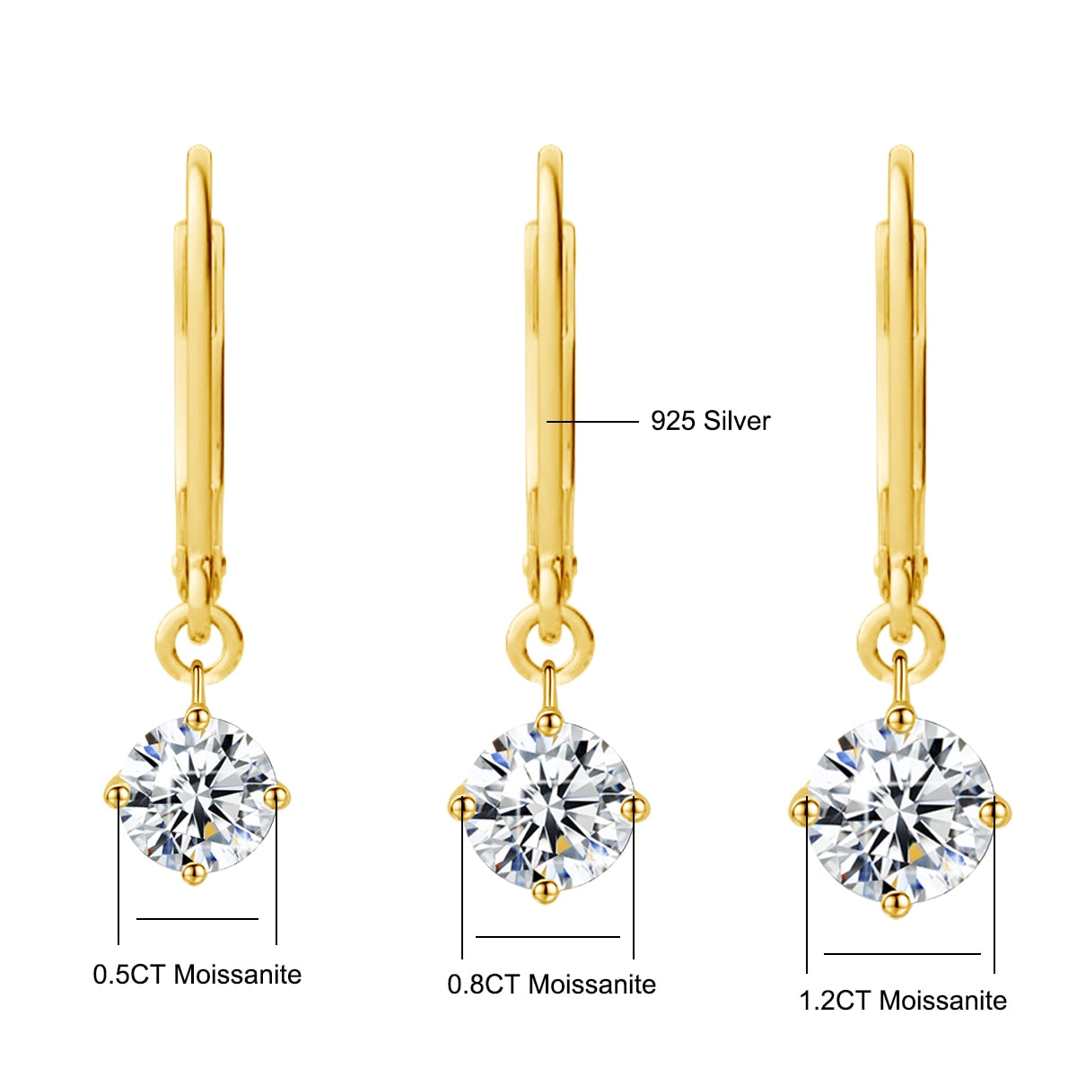 Trend 100% Real 1.2ct Moissanite Eardrop Earrings 925 Sterling Silver Earrings Sparkling Woman Wedding Fine Jewelry Party Gift - mybesthealthandwellness
