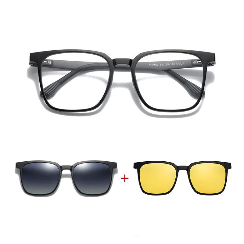 VKYEE Magnetic Clip on Optical Myopia Glasses For Men Polarized Sunglasses Night Vision Prescription Reading Glasses TJ2190 - mybesthealthandwellness