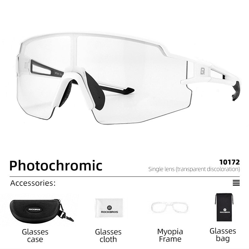 ROCKBROS Photochromic Cycling Glasses Bike Bicycle Glasses Sports Men's Sunglasses MTB Road Cycling Eyewear Protection Goggles - mybesthealthandwellness