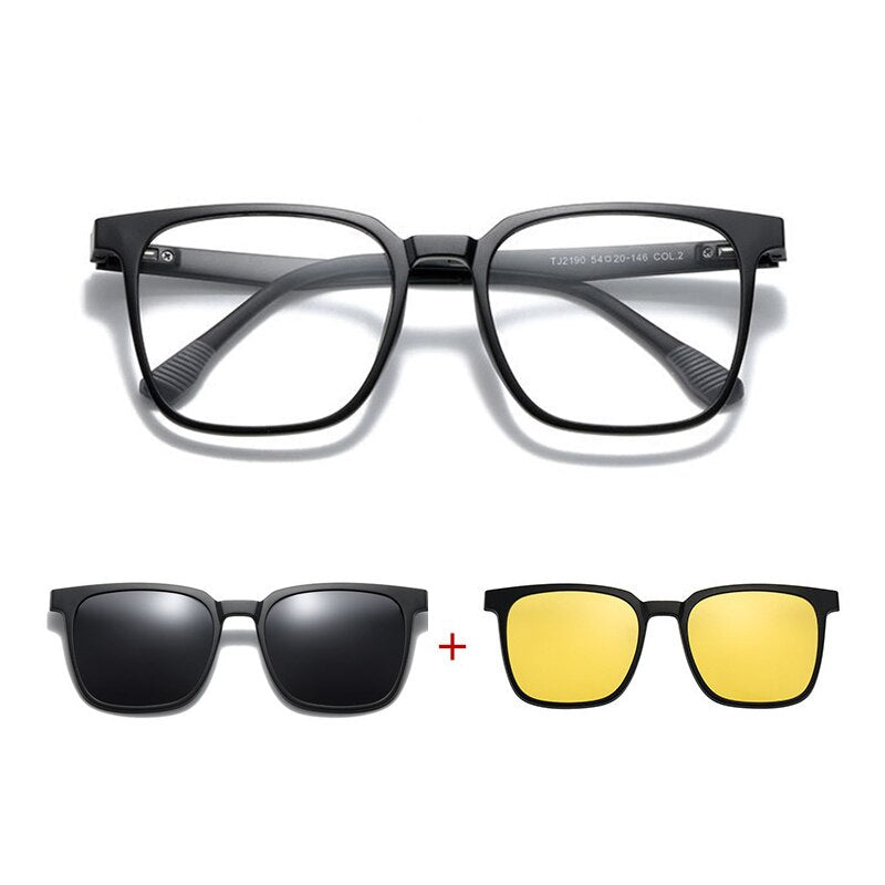 VKYEE Magnetic Clip on Optical Myopia Glasses For Men Polarized Sunglasses Night Vision Prescription Reading Glasses TJ2190 - mybesthealthandwellness
