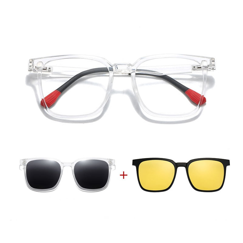 VKYEE Magnetic Clip on Optical Myopia Glasses For Men Polarized Sunglasses Night Vision Prescription Reading Glasses TJ2190 - mybesthealthandwellness