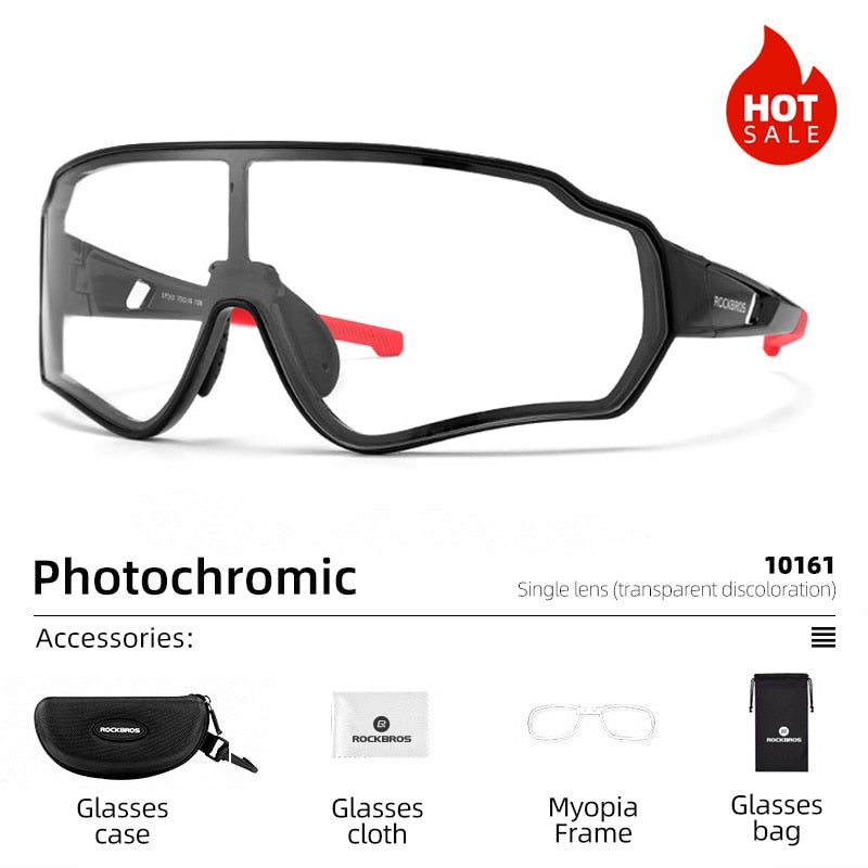 ROCKBROS Photochromic Cycling Glasses Bike Bicycle Glasses Sports Men's Sunglasses MTB Road Cycling Eyewear Protection Goggles - mybesthealthandwellness