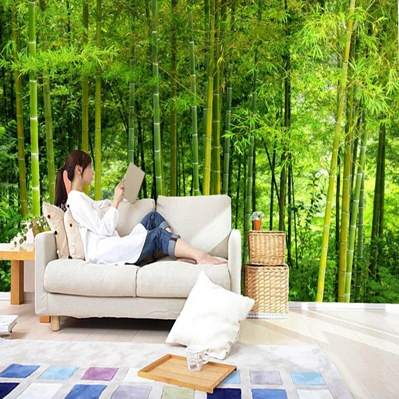 Latest High Quality Bamboo Wall Paper Living Room TV Sofa Backdrop Wall Mural 3D Nature Landscape Home Decor Papel De Parede 3D - mybesthealthandwellness