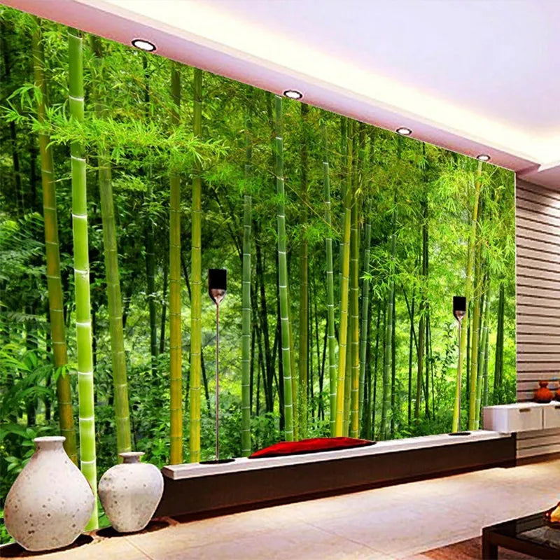 Latest High Quality Bamboo Wall Paper Living Room TV Sofa Backdrop Wall Mural 3D Nature Landscape Home Decor Papel De Parede 3D - mybesthealthandwellness