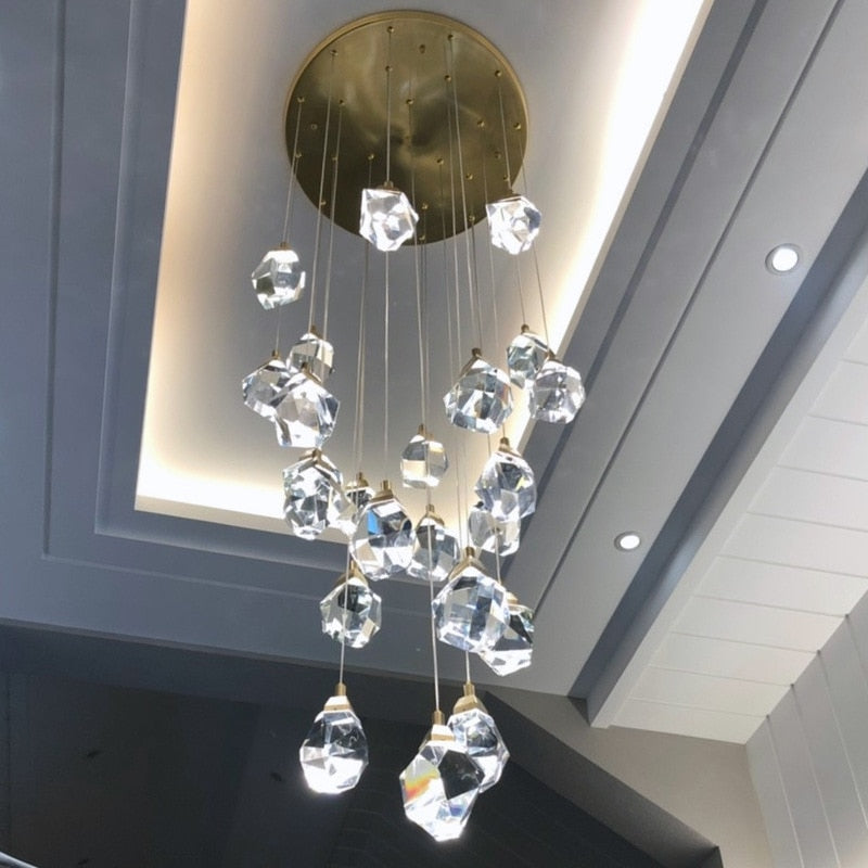 Modern Diamond Crystal Pendant Lights Living Dining Room Ceiling Chandelier Bedroom Kitchen Home Decor Loft Spiral Hanging Lamps - mybesthealthandwellness