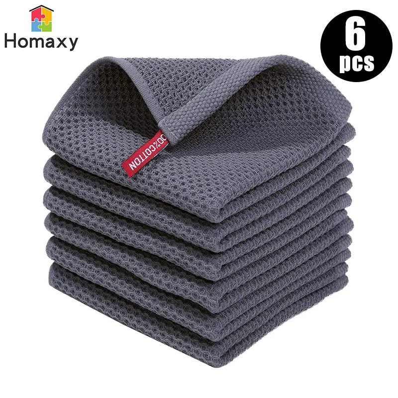 Homaxy 4/6Pcs Cotton Kitchen Towel Ultra Soft Magic Cleaning Cloth Absorbent Cleaning Rags Thickened Wipe Cloths Dishcloth - mybesthealthandwellness