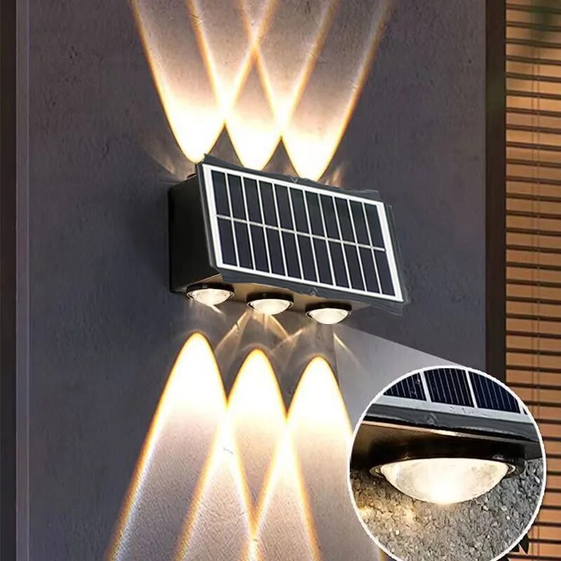 Outdoor Solar Wall Lamp Led Waterproof Decoration Up And Down Luminous Lighting Balcony House Yard Garden Exterior Wall Light - mybesthealthandwellness