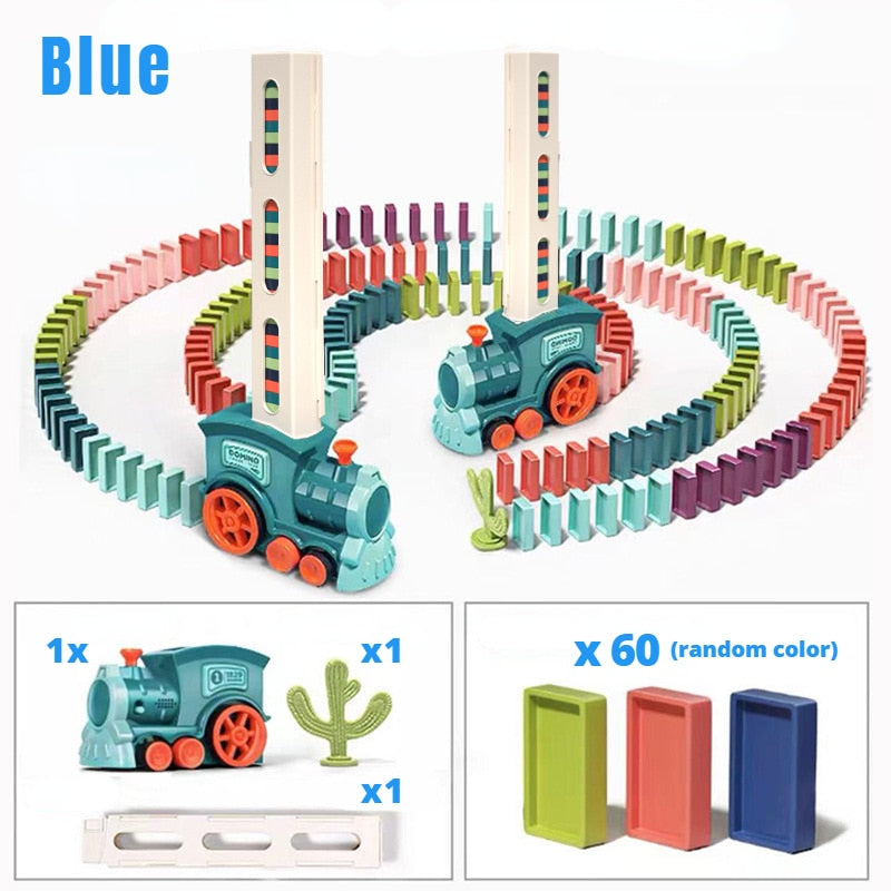 Kids Electric Domino Train Car Set With Sound Amp Light Automatic Laying Dominoes Blocks Game DIY Educational Toys For Children - mybesthealthandwellness