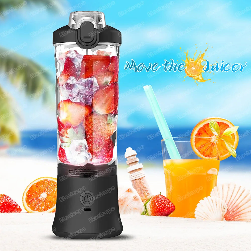 Portable Electric Juicer Fruit Mixers 600ML Blender with 4000mAh USB Rechargeable Smoothie Mini Blender Multifunction Machine