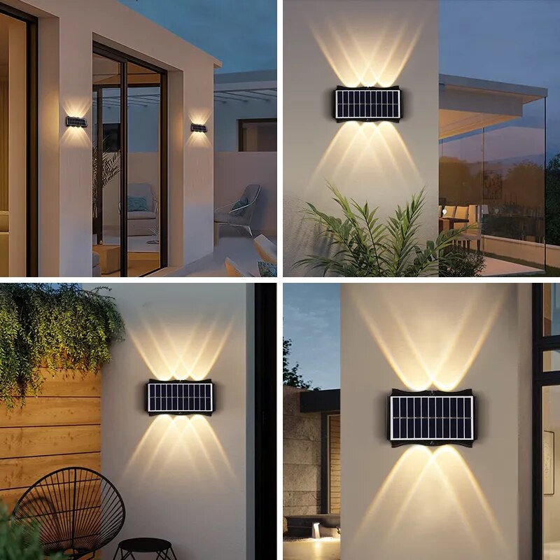 Outdoor Solar Wall Lamp Led Waterproof Decoration Up And Down Luminous Lighting Balcony House Yard Garden Exterior Wall Light - mybesthealthandwellness