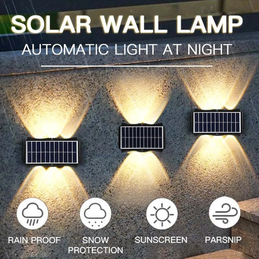 Outdoor Solar Wall Lamp Led Waterproof Decoration Up And Down Luminous Lighting Balcony House Yard Garden Exterior Wall Light - mybesthealthandwellness