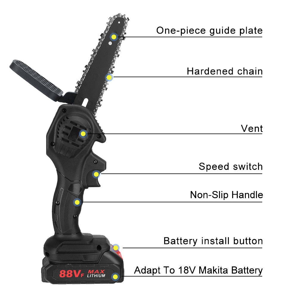 1200W 6 Inch 88VF Mini Electric Chain Saw - mybesthealthandwellness