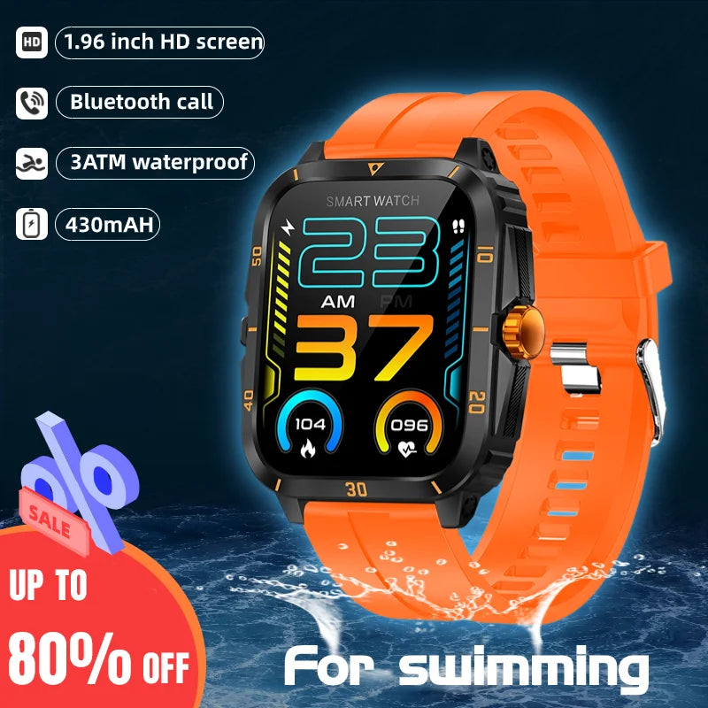 2024 New Swimming Smart Watch Men 1.96" HD Screen Voice Calling Sport Watches Women 3ATM Waterproof Smartwatch For Android iOS