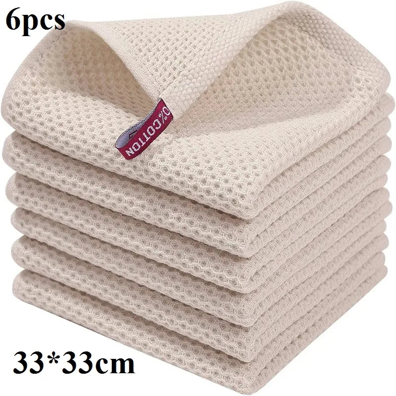 Homaxy 4/6Pcs Cotton Kitchen Towel Ultra Soft Magic Cleaning Cloth Absorbent Cleaning Rags Thickened Wipe Cloths Dishcloth - mybesthealthandwellness