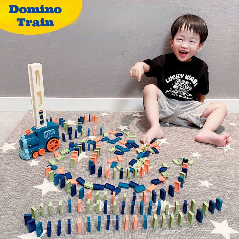 Kids Electric Domino Train Car Set With Sound Amp Light Automatic Laying Dominoes Blocks Game DIY Educational Toys For Children - mybesthealthandwellness