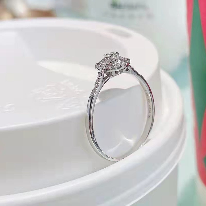 Wedding Ring Natural Diamond AU750 18k White Gold Wedding Bands For Women Ring Prong Setting Cute Romantic - mybesthealthandwellness