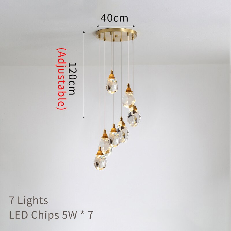 Modern Diamond Crystal Pendant Lights Living Dining Room Ceiling Chandelier Bedroom Kitchen Home Decor Loft Spiral Hanging Lamps - mybesthealthandwellness