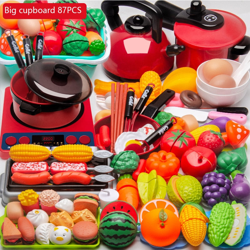 Kitchen Toys Set For Kid Girl Cooking Toy Baby Cutting Fruit Cooking Kitchen Utensils Children Simulation Education Pretend Play - mybesthealthandwellness