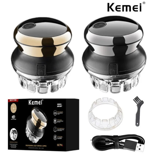 Kemei 887 UFO electric even cut rotary hair trimmer for men washable shortcut kit rechargeable hair clipper machine self-haircut