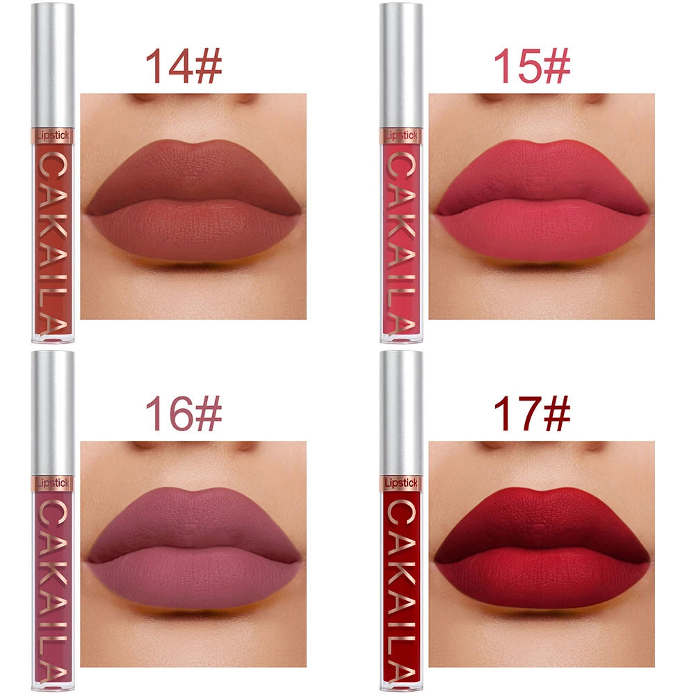 10Pcs/Box Matte Liquid Lipstick + Transparent Clear Lip Oil Lips Makeup Set Waterproof Long-Lasting Nude Velvet Lip Gloss Tint