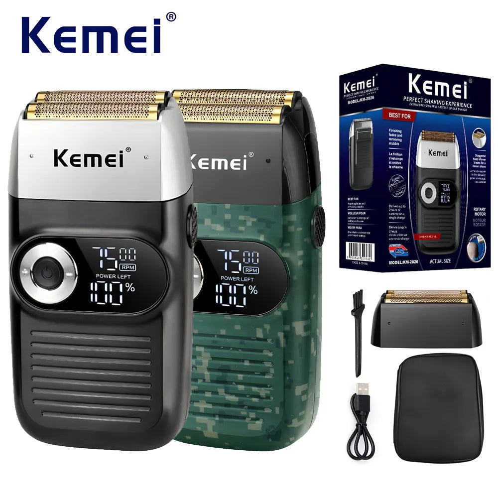 Original Kemei Powerful Barber Pro Electric Shaver For Men Hair Beard Electric Razor Balds Head Shaving Machine Finishing Fades