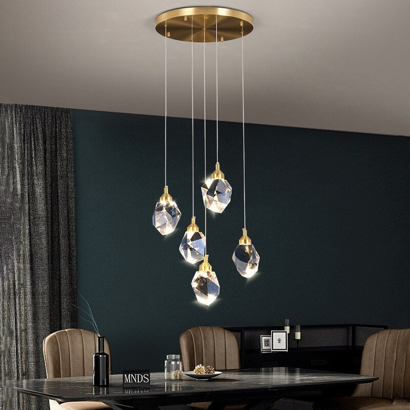 Modern Diamond Crystal Pendant Lights Living Dining Room Ceiling Chandelier Bedroom Kitchen Home Decor Loft Spiral Hanging Lamps - mybesthealthandwellness