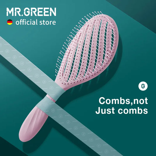 MR.GREEN Hollow Out Hair Brush Scalp Massage Combs Hair Styling Detangler Fast Blow Drying Detangling Tool Wet Dry Curly Hair - mybesthealthandwellness