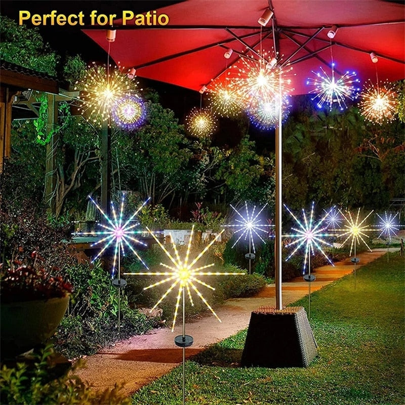 Outdoor Solar Lights Solar Fireworks Lamp Garden Decoration Outdoor Garden 90/120/150 LEDs Lawn Light New Year Christmas Lights - mybesthealthandwellness