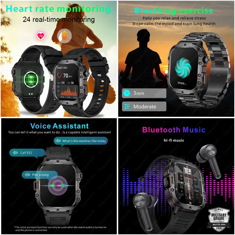 Men's Smart Watch Android Edition For Huawei Ios 3ATM Waterproof Sports Fitness Ai Voice Bluetooth Call Outdoor Smartwatch 2024